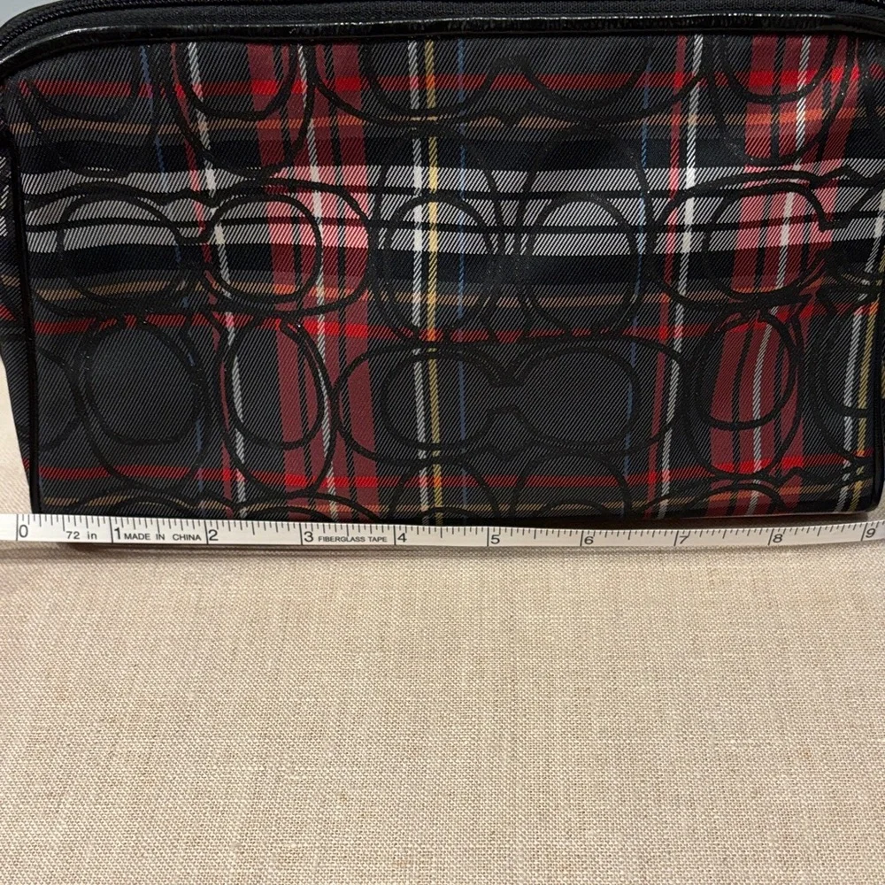 Coach Y2K Poppy Tartan Plaid Cosmetic Bag with Black Accents - Picture 5 of 7
